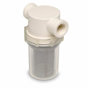 Image 1: Shurflo by Pentair 1/2" Raw Water Strainer w/Bracket & Fittings - 50 Mesh Screen