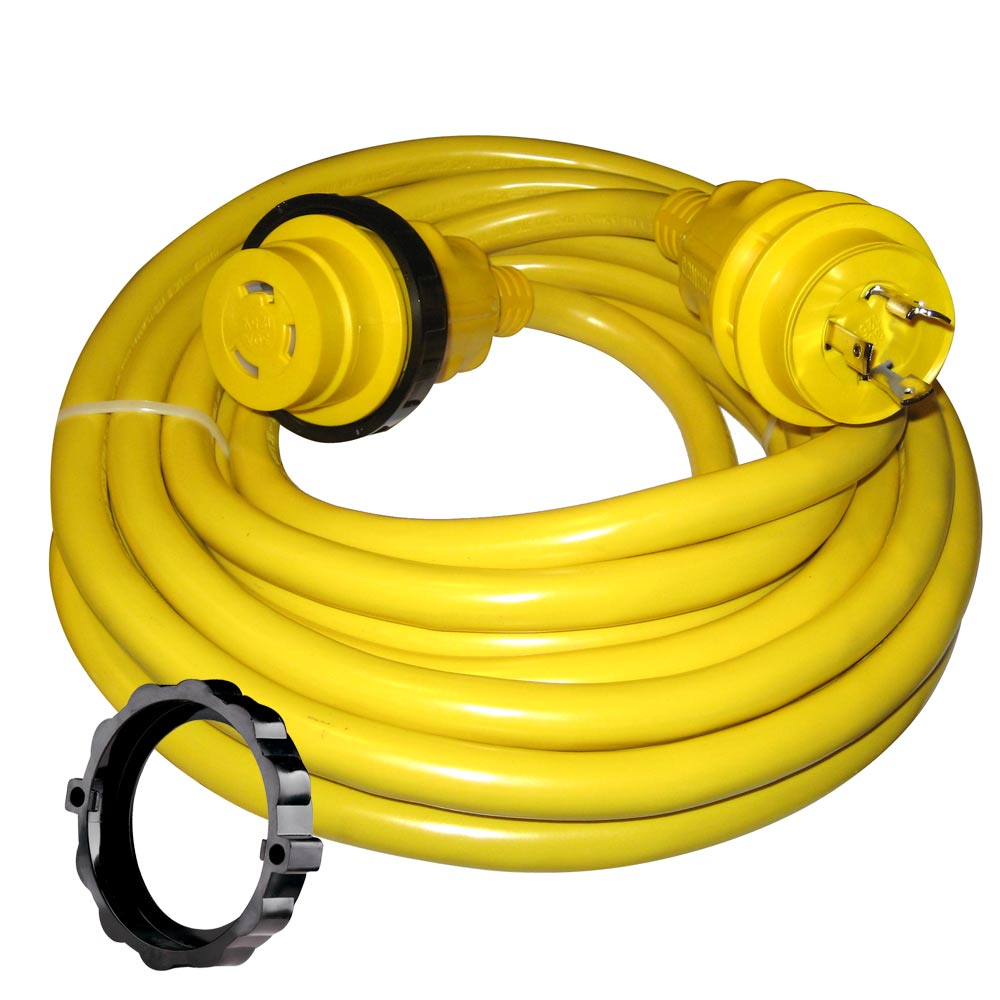 Image 1: Marinco 30 Amp Power Cord Plus Cordset - 35' - Yellow