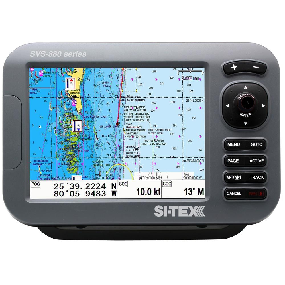 Image 1: SI-TEX SVS-880C 8" Chartplotter w/Internal GPS Antenna & Navionics+ Card