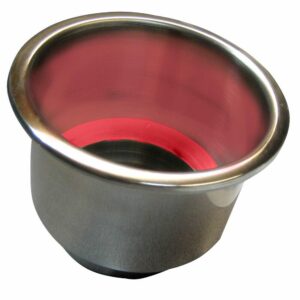 Image 1: Whitecap Flush Mount Cup Holder w/Red LED Light - Stainless Steel