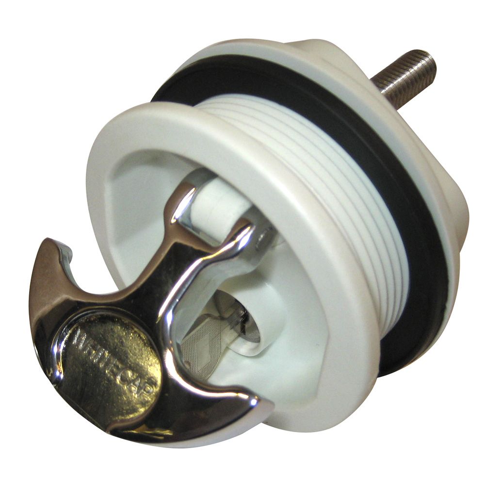 Image 1: Whitecap T-Handle Latch - Chrome Plated Zamac/White Nylon - Locking - Freshwater Use Only
