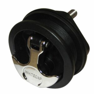 Image 1: Whitecap T-Handle Latch - Chrome Plated Zamac/Black Nylon - No Lock - Freshwater Use Only