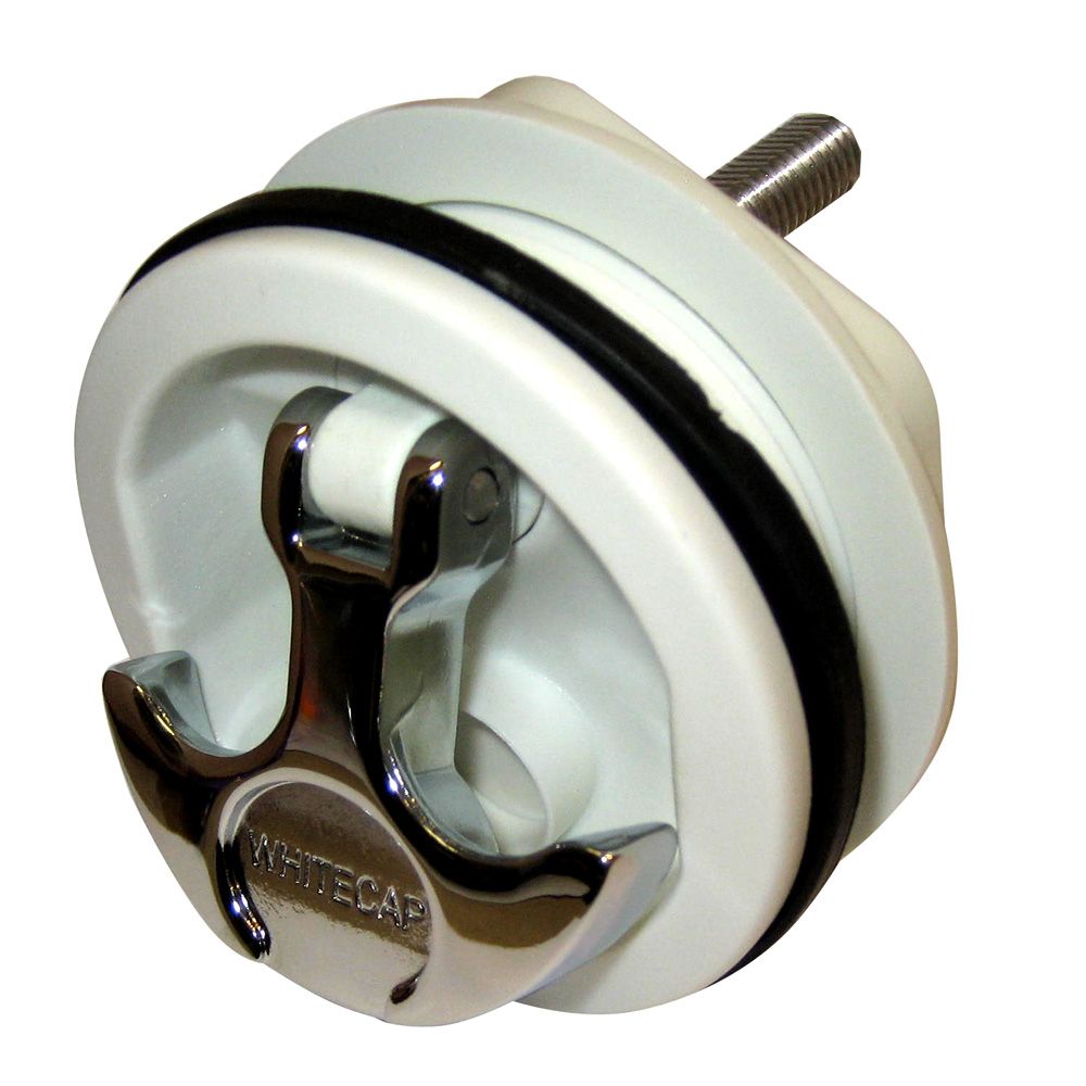 Image 1: Whitecap T-Handle Latch - Chrome Plated Zamac/White Nylon - No Lock - Freshwater Use Only