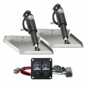 Image 1: Lenco 12" x 12" Edge Mount Trim Tab Kit w/Double Rocker Switch Kit