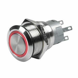 Image 1: Marinco Push Button Switch - 24V Latching On/Off - Red LED