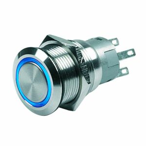 Image 1: BEP Push Button Switch - 24V Latching On/Off - Blue LED
