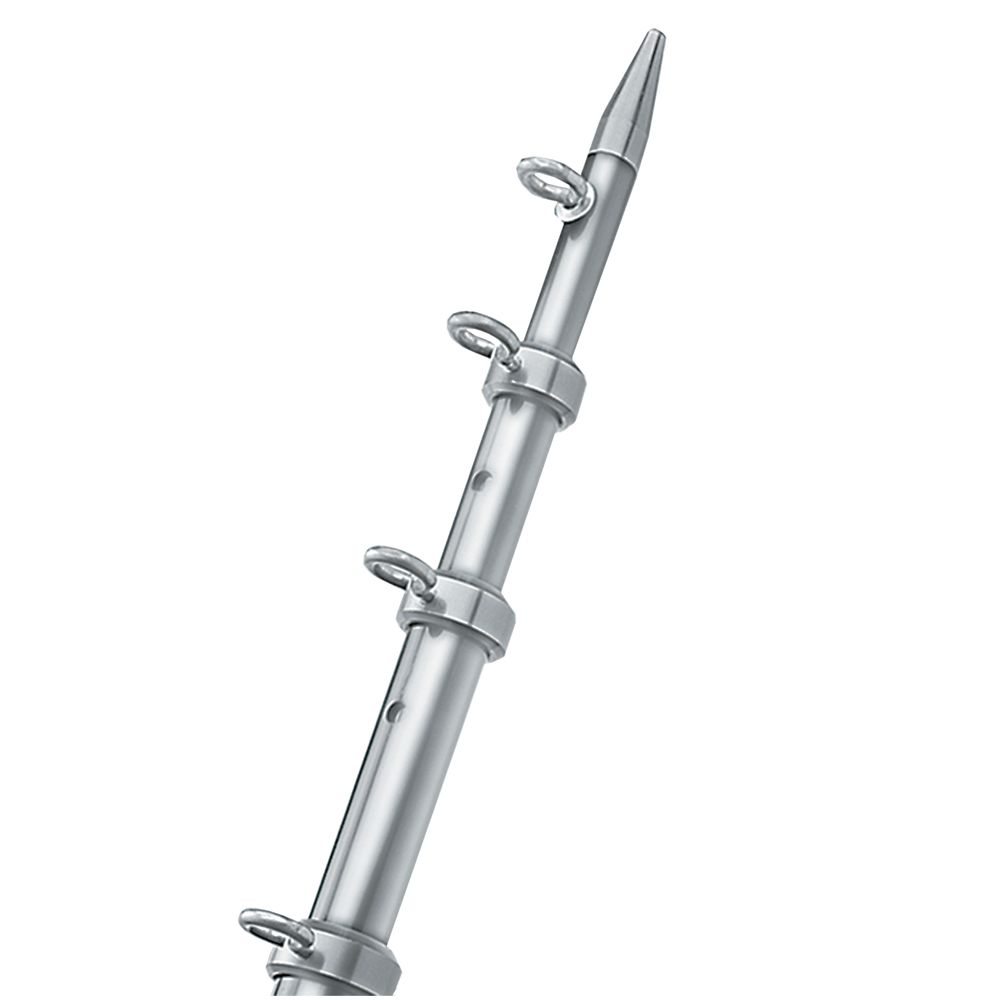 Image 1: TACO 8' Center Rigger Pole - Silver w/Silver Rings & Tip - 1-1/8" Butt End Diameter