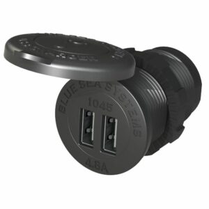 Image 1: Blue Sea 1045 12/24V Dual USB Charger - 1-1/8" Socket Mount