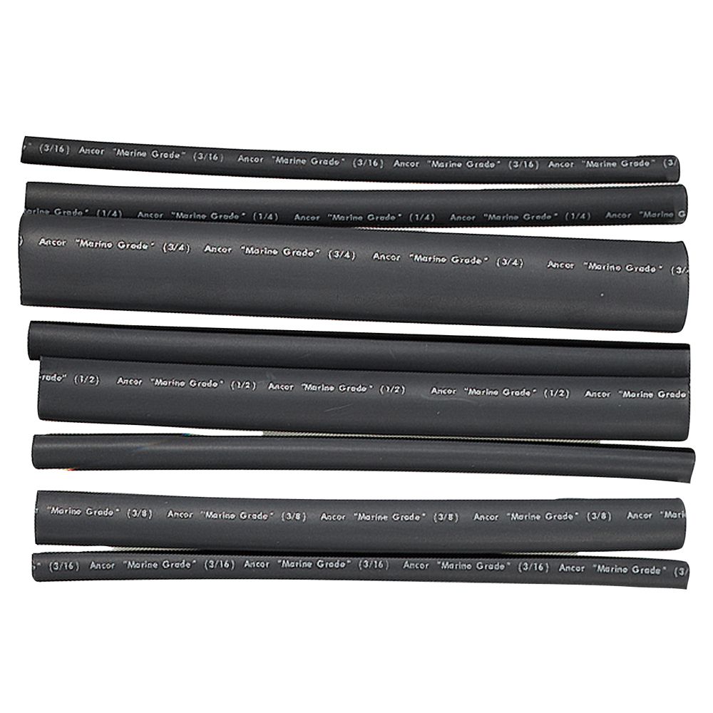 Image 1: Ancor Adhesive Lined Heat Shrink Tubing - Assorted 8-Pack, 6", 20-2/0 AWG, Black
