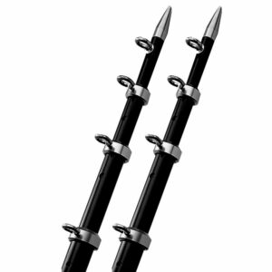 Image 1: TACO 15' Black/Silver Outrigger Poles - 1-1/8" Diameter
