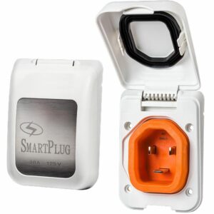 Image 1: SmartPlug 30 AMP Male Non-Metallic Inlet Cover - White