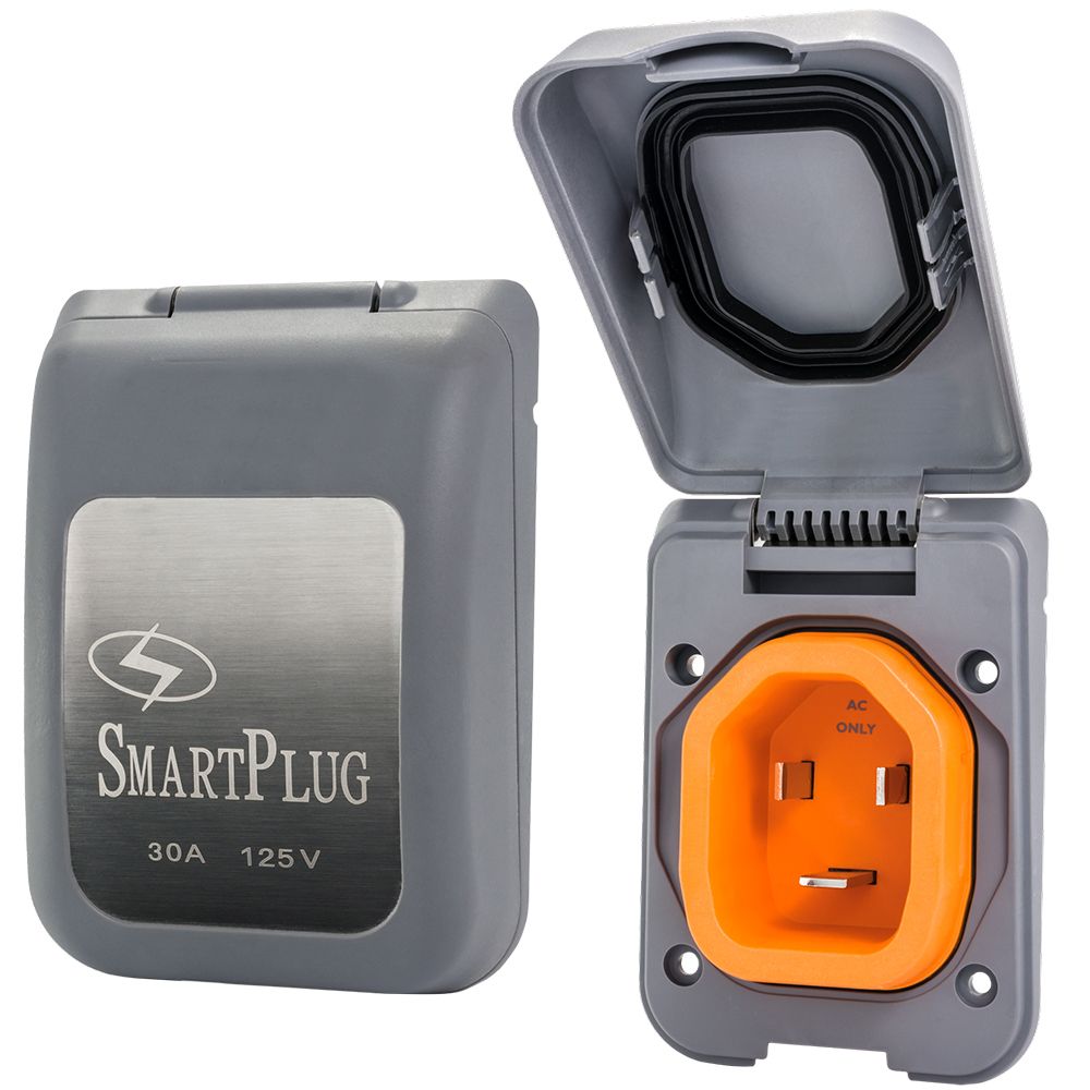 Image 1: SmartPlug 30 AMP Male Non-Metallic Inlet Cover - Grey