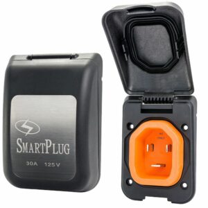 Image 1: SmartPlug 30 AMP Male Non-Metallic Inlet Cover - Black