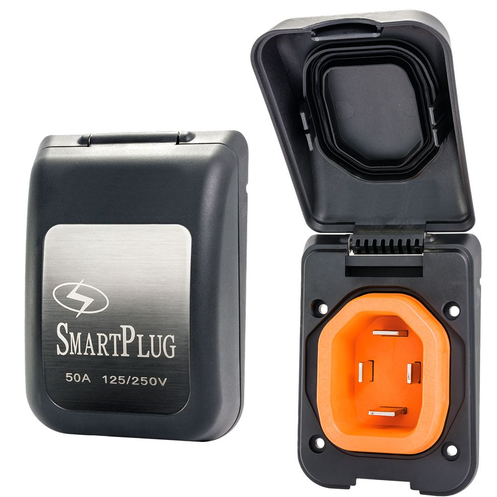 Image 1: SmartPlug 50 AMP Male Non-Metallic Inlet Cover - Black