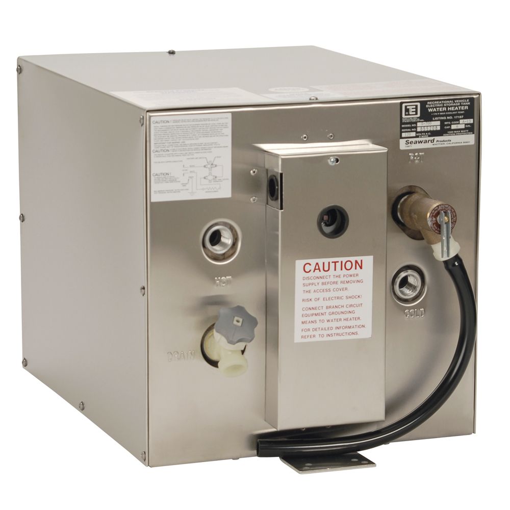 Image 1: Whale Seaward 6 Gallon Hot Water Heater w/Rear Heat Exchanger - Stainless Steel - 120V - 1500W
