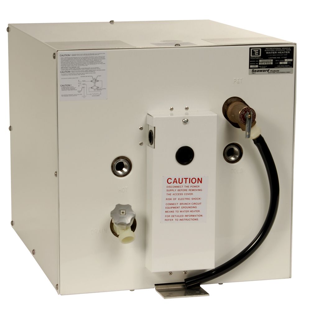 Image 1: Whale Seaward 11 Gallon Hot Water Heater w/Rear Heat Exchanger - White Epoxy - 120V - 1500W