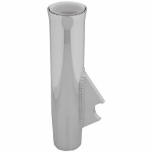 Image 1: TACO Flared Weld-On Rod Holder 9-3/4"L x 1-3/4"ID - White Liner Polished Finish - 3/8" Coped Blade
