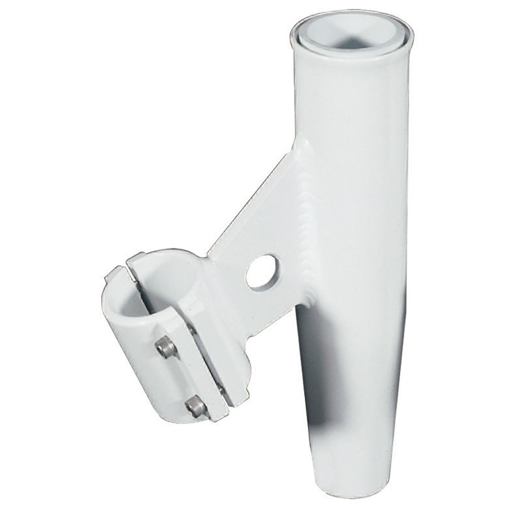 Image 1: Lee's Clamp-On Rod Holder - White Aluminum - Vertical Mount Fits 1.315" O.D. Pipe