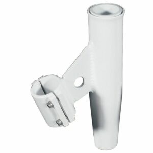 Image 1: Lee's Clamp-On Rod Holder - White Aluminum - Vertical Mount - Fits 1.900" O.D. Pipe