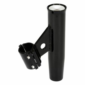 Image 1: Lee's Clamp-On Rod Holder - Black Aluminum - Vertical Mount - Fits 2.375" O.D. Pipe