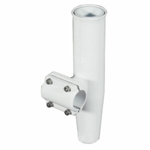 Image 1: Lee's Clamp-On Rod Holder - White Aluminum - Horizontal Mount - Fits 1.050" O.D. Pipe