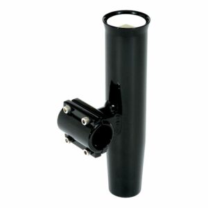 Image 1: Lee's Clamp-On Rod Holder - Black Aluminum - Horizontal Mount - Fits 1.660" O.D. Pipe