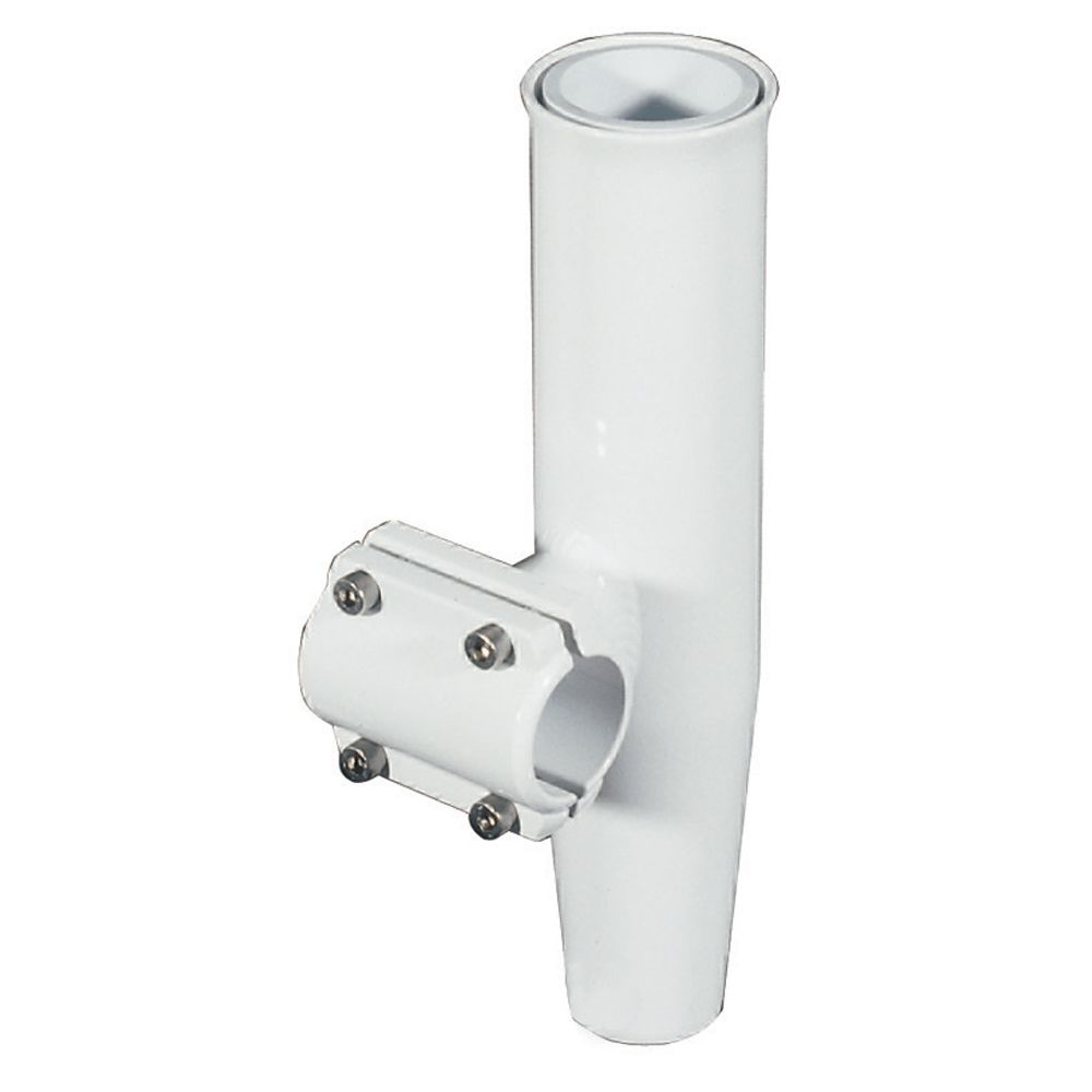 Image 1: Lee's Clamp-On Rod Holder - White Aluminum - Horizontal Mount - Fits 1.660" O.D. Pipe