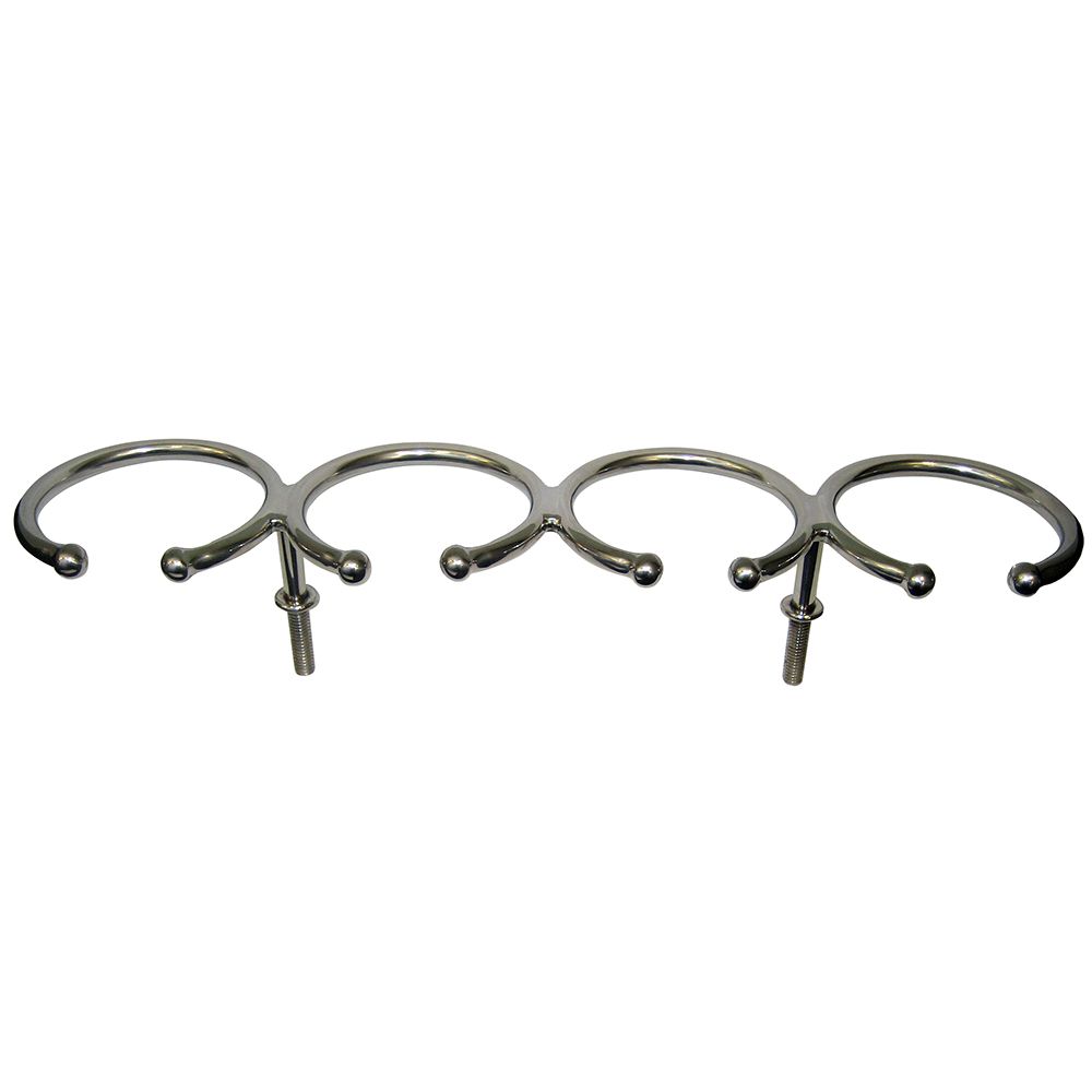 Image 1: Whitecap Top Mount Ring SS Cup Holder - 4-Drink - Stud Mount