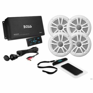 Image 1: Boss Audio ASK904B.64 4 Channel Amplifier & 2 Pairs of 6.5" Speaker Kit - White