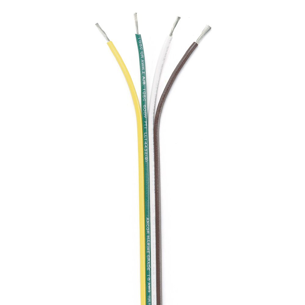 Image 1: Ancor Ribbon Bonded Cable - 16/4 AWG - Brown/Green/White/Yellow - Flat - 100'