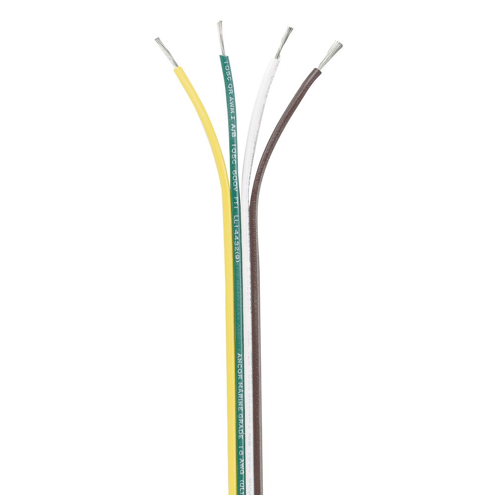 Image 1: Ancor Ribbon Bonded Cable - 16/4 AWG - Brown/Green/White/Yellow - Flat - 250'