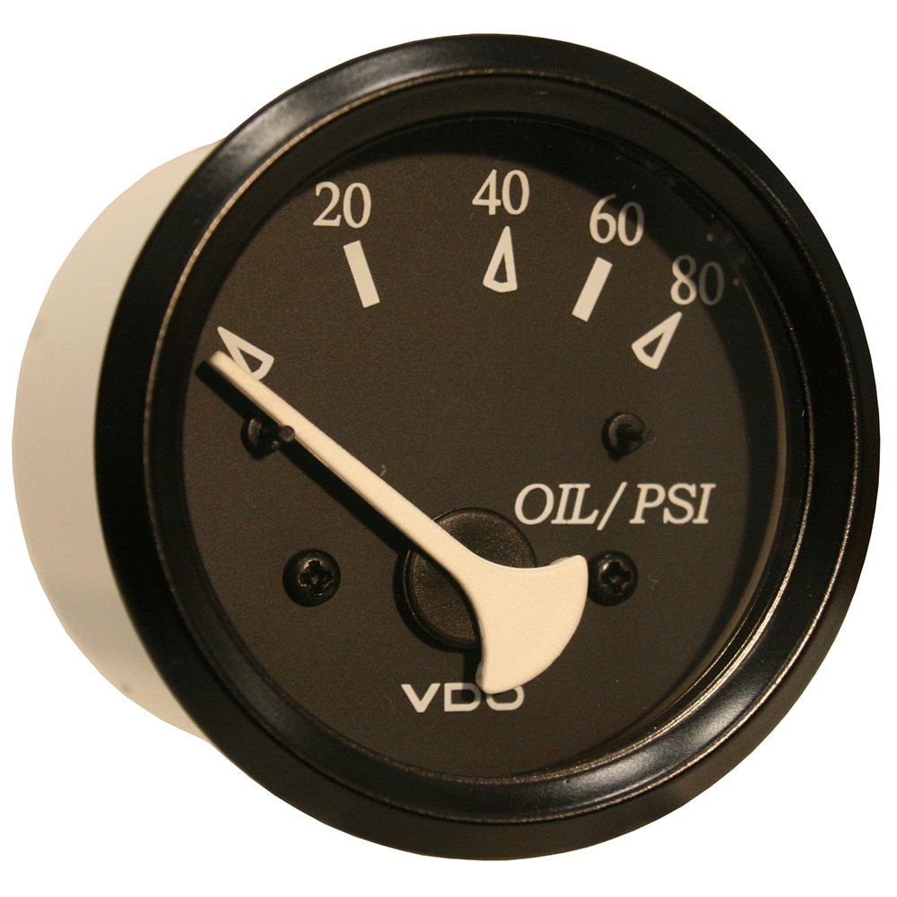 Image 1: VDO Cockpit Marine Oil Pressure Gauge - 80 PSI - Black Dial/Bezel