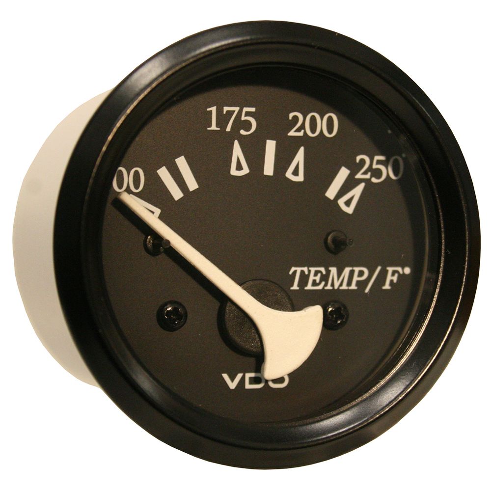 Image 1: VDO Cockpit Marine 52mm (2-1/16") 250° F Water Temperature Gauge - Black Dial/Bezel