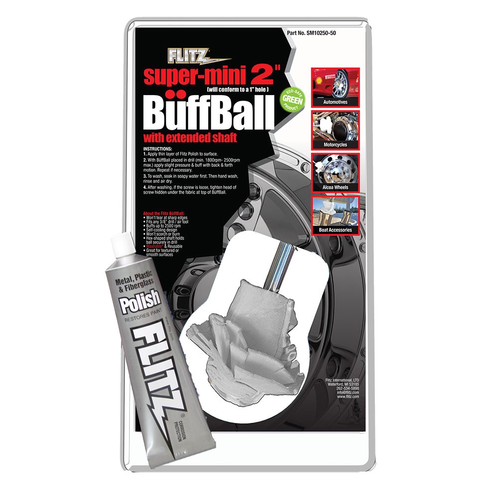 Image 1: Flitz Buff Ball - Super Mini 2" - White w/1.76oz Tube Flitz Polish