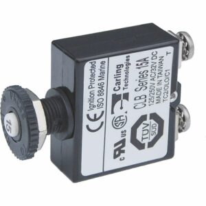 Image 1: Blue Sea Push Button Reset Only Screw Terminal Circuit Breaker - 15 Amps