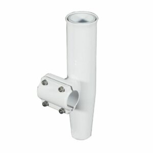 Image 1: Lee's Clamp-On Rod Holder - White Aluminum - Horizontal Mount - Fits 1.900" O.D. Pipe