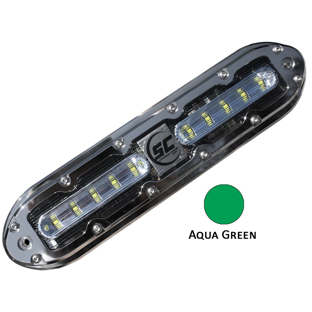 Image 1: Shadow-Caster SCM-10 LED Underwater Light w/20' Cable - 316 SS Housing - Aqua Green