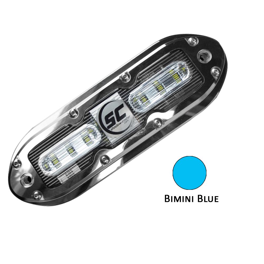 Image 1: Shadow-Caster SCM-6 LED Underwater Light w/20' Cable - 316 SS Housing - Bimini Blue