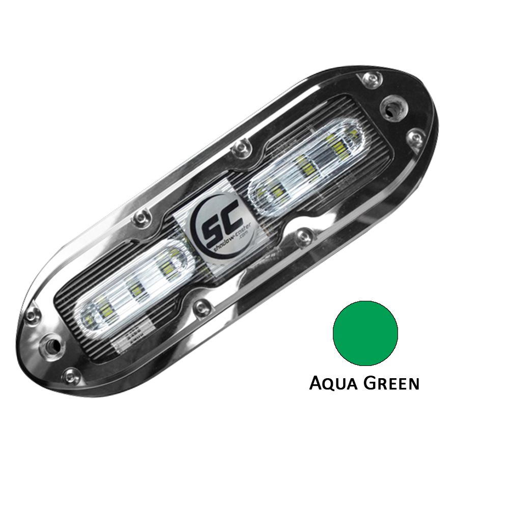 Image 1: Shadow-Caster SCM-6 LED Underwater Light w/20' Cable - 316 SS Housing - Aqua Green