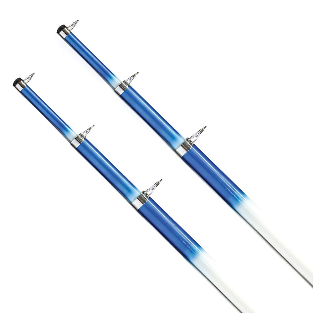 Image 1: Tigress 15' Telescoping Fiberglass Outrigger Poles - 1-1/8" O.D. - White/Blue - Pair