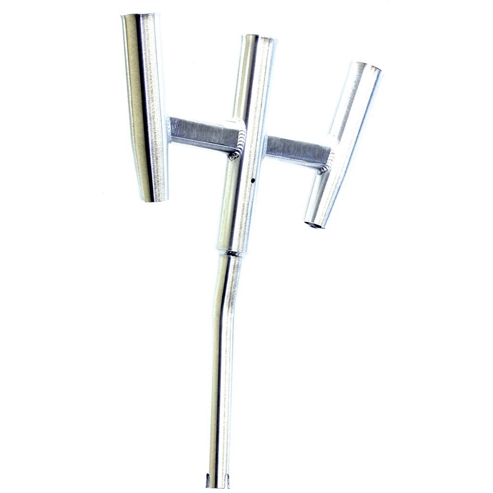 Image 1: Tigress Triple Aluminum Kite Rod Holder - Bent Butt - Brushed