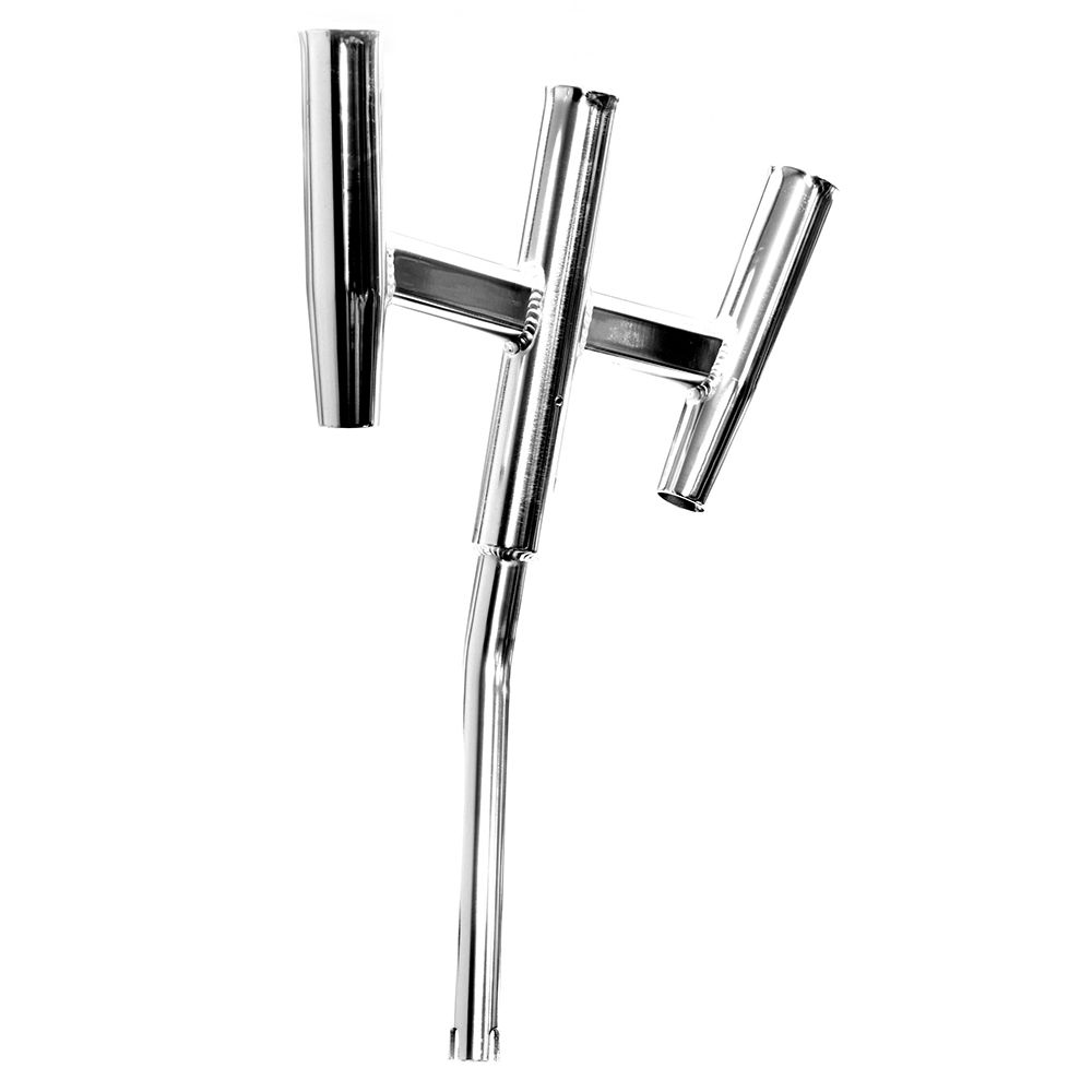 Image 1: Tigress Triple Aluminum Kite Rod Holder - Bent Butt - Polished