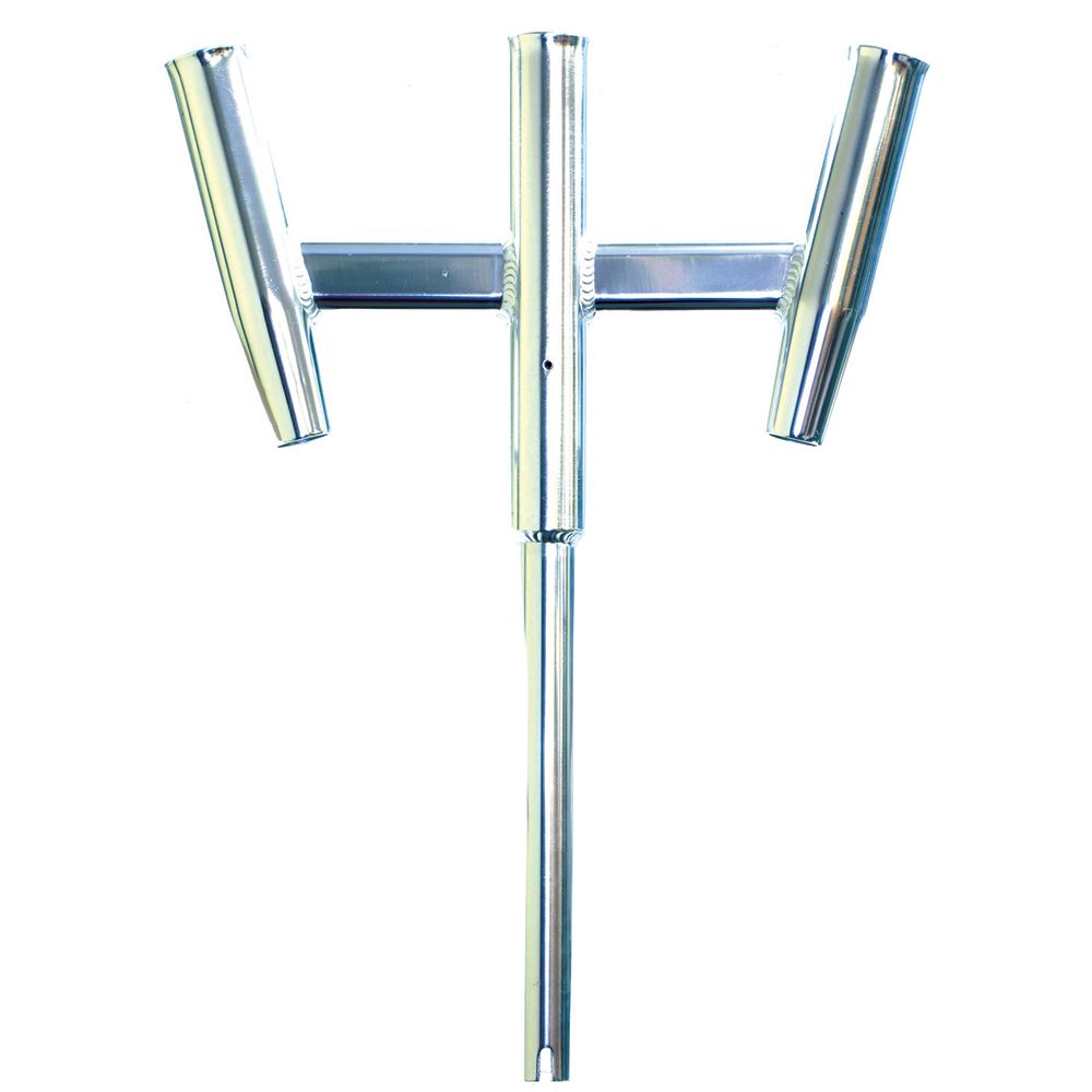 Image 1: Tigress Triple Aluminum Kite Rod Holder - Straight Butt - Polished