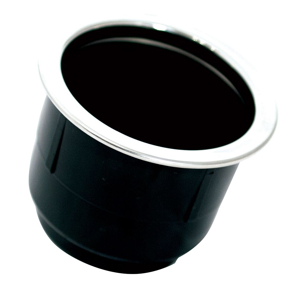 Image 1: Tigress Black Plastic Cup Holder Insert w/SS Ring On Top