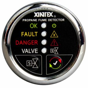 Image 1: Fireboy-Xintex Propane Fume Detector w/Plastic Sensor & Solenoid Valve - Chrome Bezel Display
