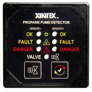 Image 1: Fireboy-Xintex Propane Fume Detector & Alarm w/2 Plastic Sensors & Solenoid Valve - Square Black Bezel Display