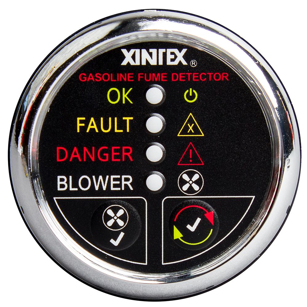 Image 1: Fireboy-Xintex Gasoline Fume Detector w/Blower Control - Chrome Bezel - 12V