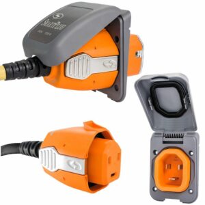Image 1: SmartPlug 30 AMP Inlet & Female Cord Connector Combo - Grey