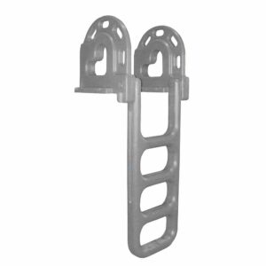 Image 1: Dock Edge Flip-Up Polyethylene Roto Molded 4-Step Dock Ladder - Grey