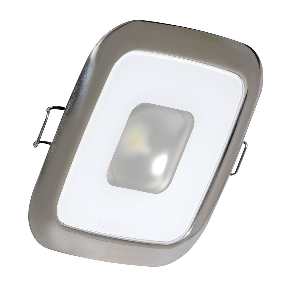 Image 1: Lumitec Square Mirage Down Light - White Dimming, Red/Blue Non-Dimming - Polished Bezel